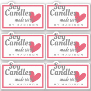 Klassieke Rode Grijze Kaarsen van Soja met Hart Ge Sticker