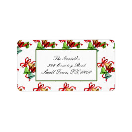 Klassieke rode groene gouden cellen - kerstadres etiket