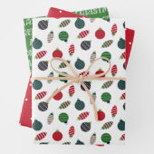 Klassieke rode & groene moderne kerst inpakpapier vel (In situ)