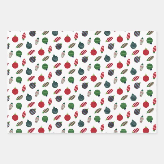 Klassieke rode & groene moderne kerst inpakpapier vel (Voorkant)