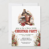 Klassieke rode groene ranch kerstfeest uitnodiging (Voorkant)