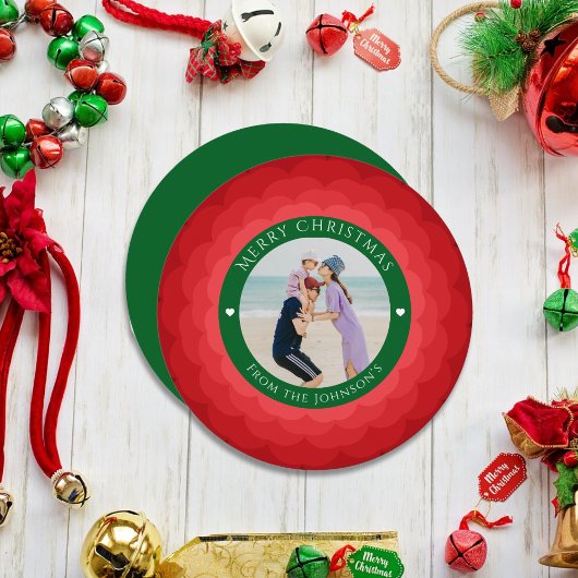 Klassieke Rode & Groene Vrolijke Kerstbloem Feestdagenkaart