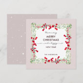 Klassieke rode groene winter botanische zachte doo feestdagenkaart (Voorkant / Achterkant)