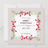 Klassieke rode groene winter botanische zachte doo feestdagenkaart (Voorkant)