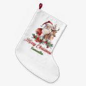 Klassieke rode holly bessen | Kerstman met rendier Grote Kerstsok (Voorkant (Hangend))