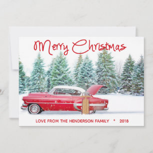 Klassieke Rode Jaren '50 Chevy Prettig Kerstfeest Feestdagenkaart