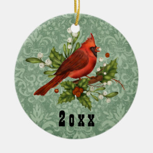 Klassieke Rode Kardinaal Vogel Kerstvakantie Jaar  Keramisch Ornament