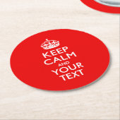 Klassieke rode KEEP CALM EN Jouw tekst voor Cool C Ronde Kartonnen Onderzetter (Gebogen)
