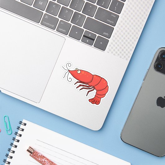 Klassieke Rode Kersengarnalen Sticker (Laptop met iPhone)