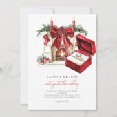 Klassieke rode kerst bruiloft kaart (Voorkant)