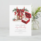 Klassieke rode kerst bruiloft kaart (Staand voorkant)