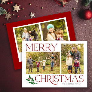 Klassieke Rode Kerst Foto Collage Feestdagenkaart