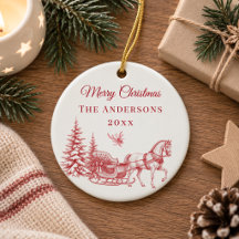 Klassieke rode kerst toile paard slee