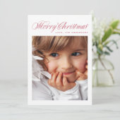 Klassieke Rode Kerst Traditionele Foto Feestdagenkaart (Staand voorkant)