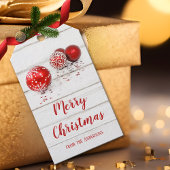 Klassieke rode kerstballen en sterren Vrolijk kers Cadeaulabel