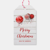 Klassieke rode kerstballen en sterren Vrolijk kers Cadeaulabel (Achterkant)