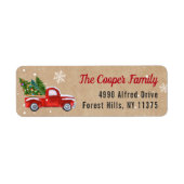 Klassieke rode kerstboom Snowflakes Kraft Etiket (Voorkant)