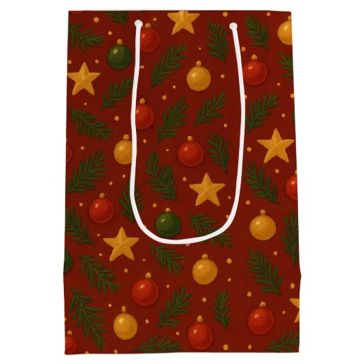 Klassieke rode kerstcadeautas – Kerstcadeau Medium Cadeauzakje (Achterkant)