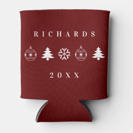 Klassieke Rode Kerstfeestdag Persoonlijke naam Blikjeskoeler (Voorkant)