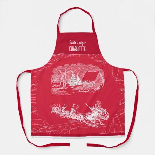 Klassieke Rode Kerstman Kerstmis Schort (Voorkant)