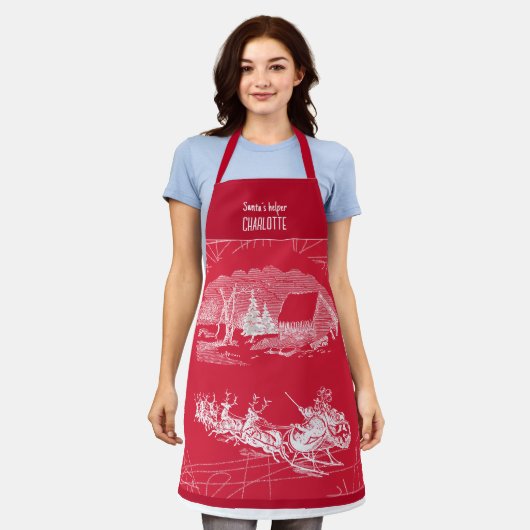 Klassieke Rode Kerstman Kerstmis Schort (Gedragen)