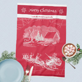 Klassieke Rode Kerstman Kerstmis Theedoek