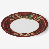 Klassieke rode kersttartan, Holly & Gold Leaves Papieren Bordje (Gekanteld)