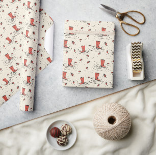 Klassieke rode lieveheersbeestjes met regenlaarzen cadeaupapier