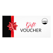 Klassieke rode lint cadeaubon met Logo Reclamekaart (Voorkant)