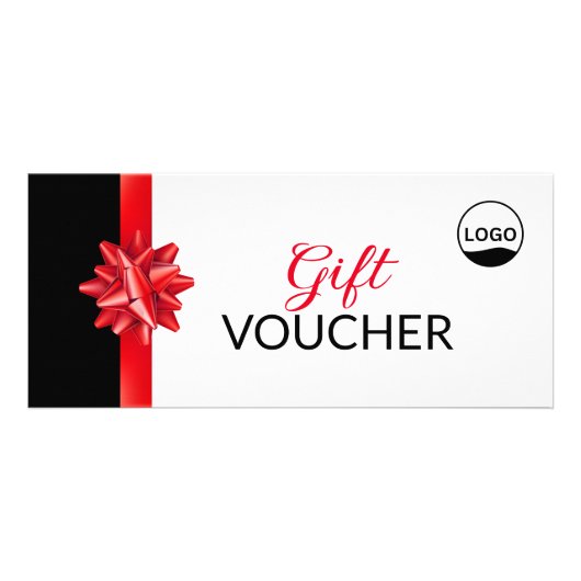 Klassieke rode lint cadeaubon met Logo Reclamekaart (Voorkant)