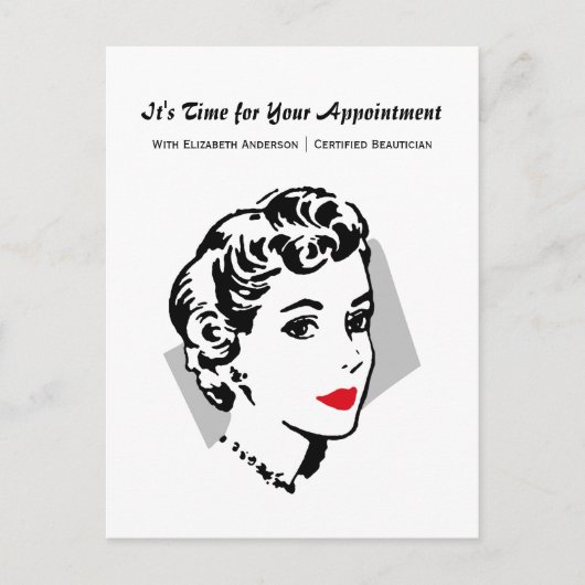 Klassieke Rode Lips Woman Salon Appointinder Briefkaart (Voorkant)