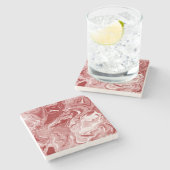 Klassieke rode marmer stenen onderzetter (Zijkant)