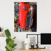 Klassieke rode MGB-roadster Poster (Thuiskantoor)