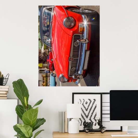 Klassieke rode MGB-roadster Poster (Thuiskantoor)