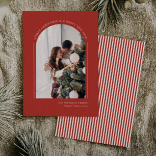 Klassieke Rode Moderne Familie Kerst Foto Feestdagenkaart