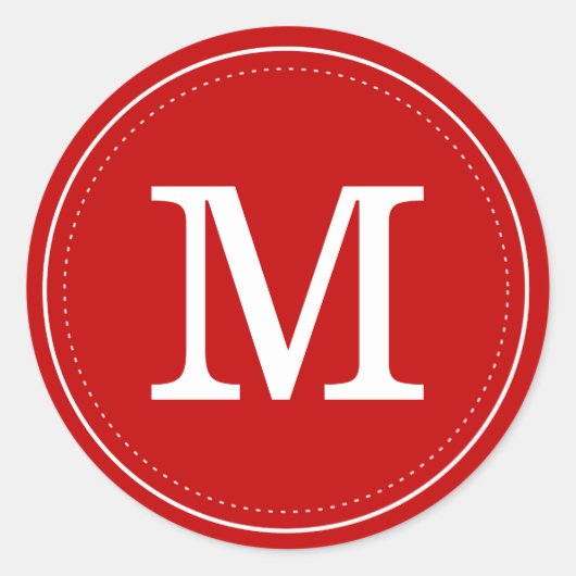 Klassieke rode monogram envelop ronde sticker (Voorkant)