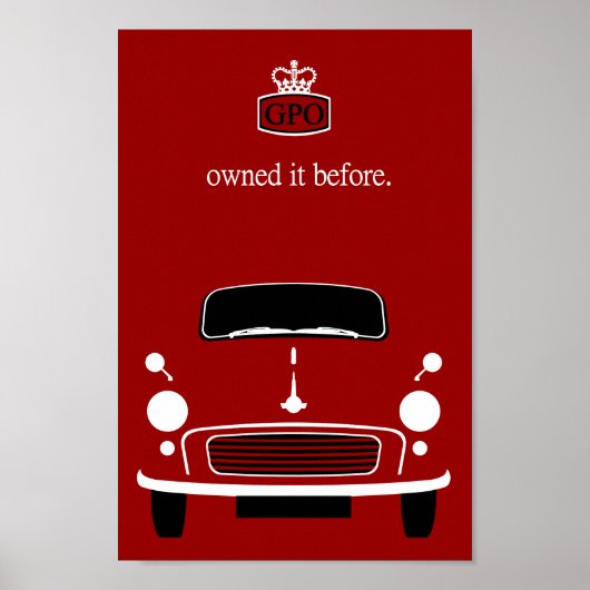 Klassieke rode Morris Minor-auto Poster (Voorkant)