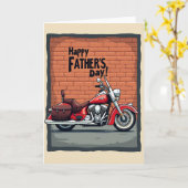 Klassieke Rode Motor Vaderdag Kaart (Gele Bloem)