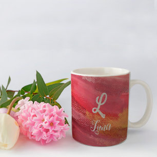 Klassieke rode naam monogram koffiemok