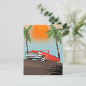 Klassieke rode oldtimer in het paradijs (Staand voorkant)