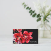 Klassieke rode orchideeën zwarte Visitekaartjes (Staand voorkant)