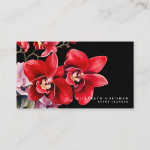 Klassieke Rode Orchideeën Zwarte Visitekaartjes