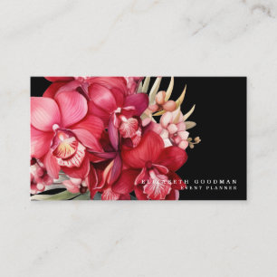 Klassieke rode orchideeën zwarte Visitekaartjes