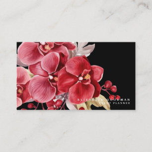 Klassieke rode orchideeën zwarte Visitekaartjes