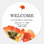 Klassieke rode papaver bloem bruiloft ronde sticker (Voorkant)