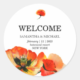 Klassieke rode papaver bloem bruiloft ronde sticker