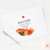 Klassieke rode papaver bloem bruiloft ronde sticker (Envelop)