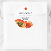 Klassieke rode papaver bloem bruiloft ronde sticker (Tas)