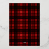 Klassieke Rode Plaid Sneeuwvlokken Vrolijke Kerstf Folie Feestdagenkaart (Achterkant)