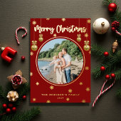 Klassieke Rode Plaid Sneeuwvlokken Vrolijke Kerstf Folie Feestdagenkaart